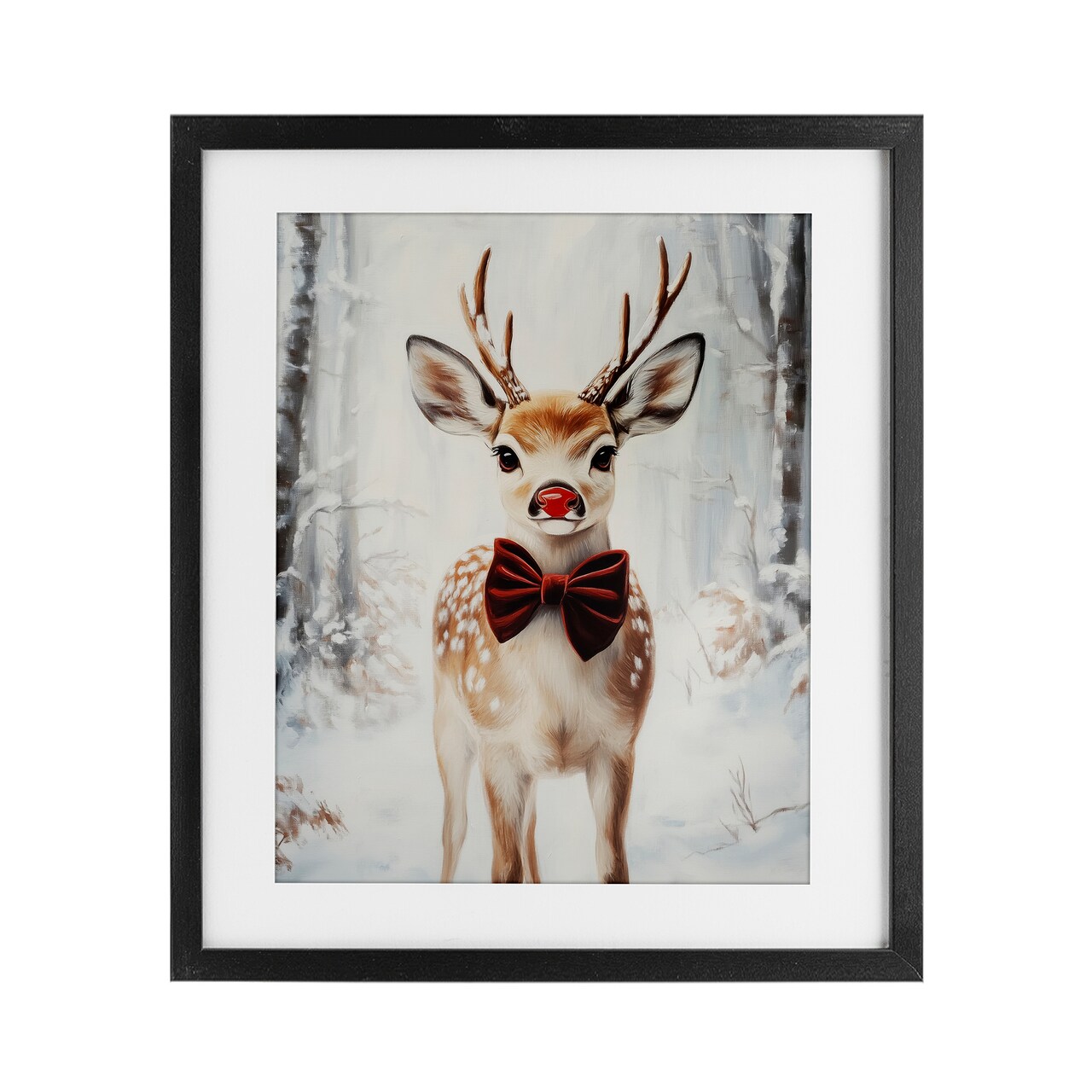 Stupell Industries Baby Reindeer with Red Nose Framed Print Under Glass, design by Arlington Prints